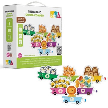 Babebi Trenzinho Conta Comigo, Brinquedo Educativo com 11 Peças, Números de 1-10 2 - 4 anos
