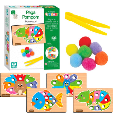 Nig Brinquedos Jogo Educativo Madeira Crescer Pega Pompom 4 - 6 anos