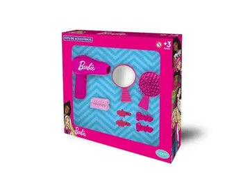 Kit Secador Com 8 Acessórios Barbie Escova Espelho Presilhas 4 -  6 anos