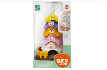 Brinquedo Educativo Infantil Empilhar Torre Gira Zoo 0 - 2 anos