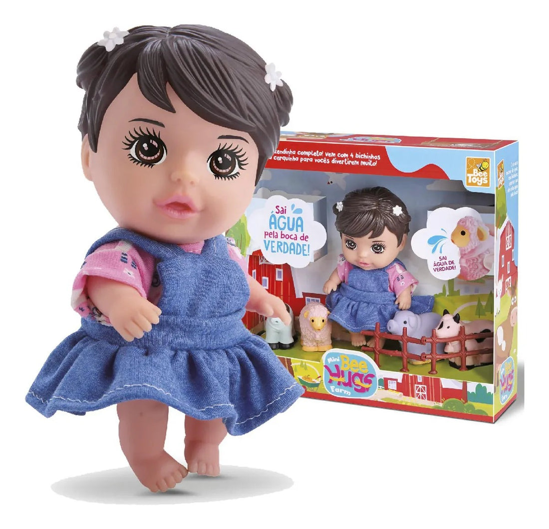 Boneca Mini Bee Hugs Farm C/cerquinha E Bichinhos Da Fazenda 2 - 4 anos