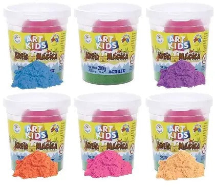 Areia Mágica Infantil No Pote 200g + Forminhas - 4 - 6 anos
