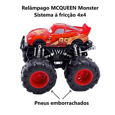 Carrinho Off Road Mini Relâmpago Mcqueen de Fricção Monster Truck 9cm 4 - 6 anos