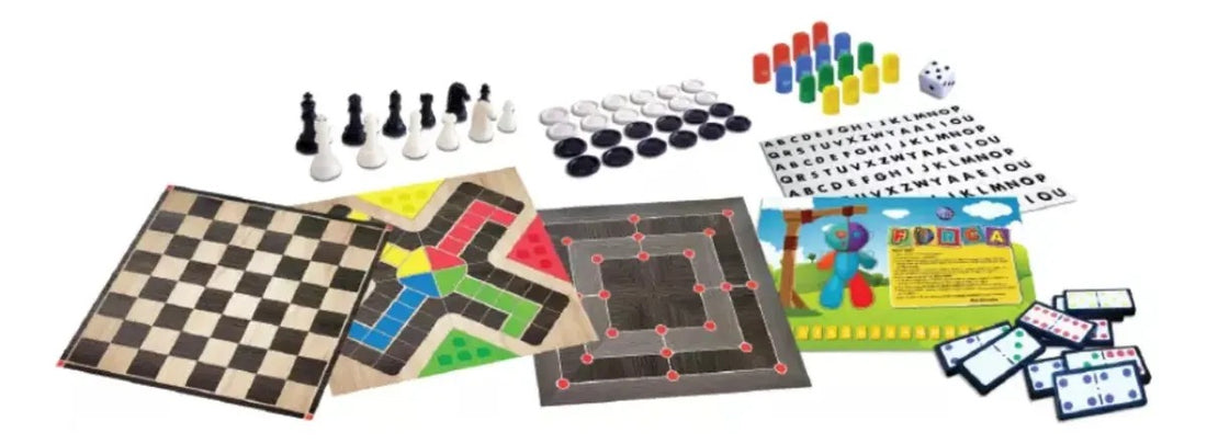 6 Em 1 Jogos Clássicos Dama Ludo Xadrez Trilha Dominó Forca 6 - 8 anos